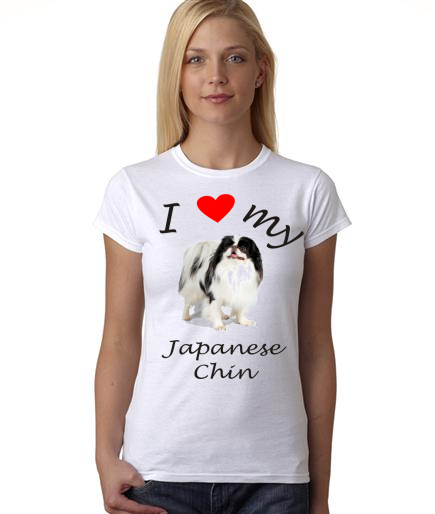 Dogs - I Heart My Japanese Chin on Womans Shirt